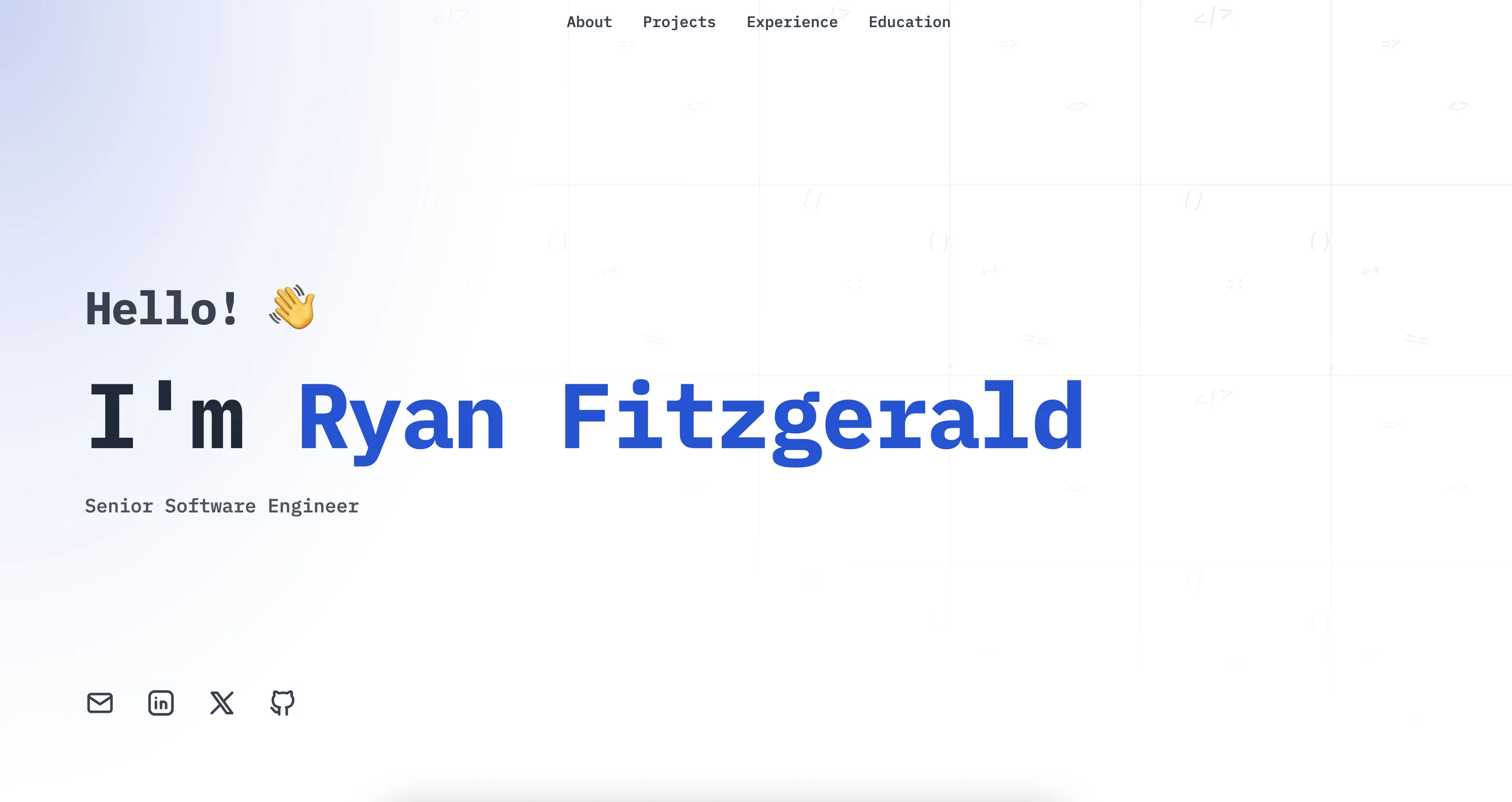 devportfolio template by Ryan Fitzgerald showing a clean, minimalist layout with project showcases, skill lists, and experience sections.
