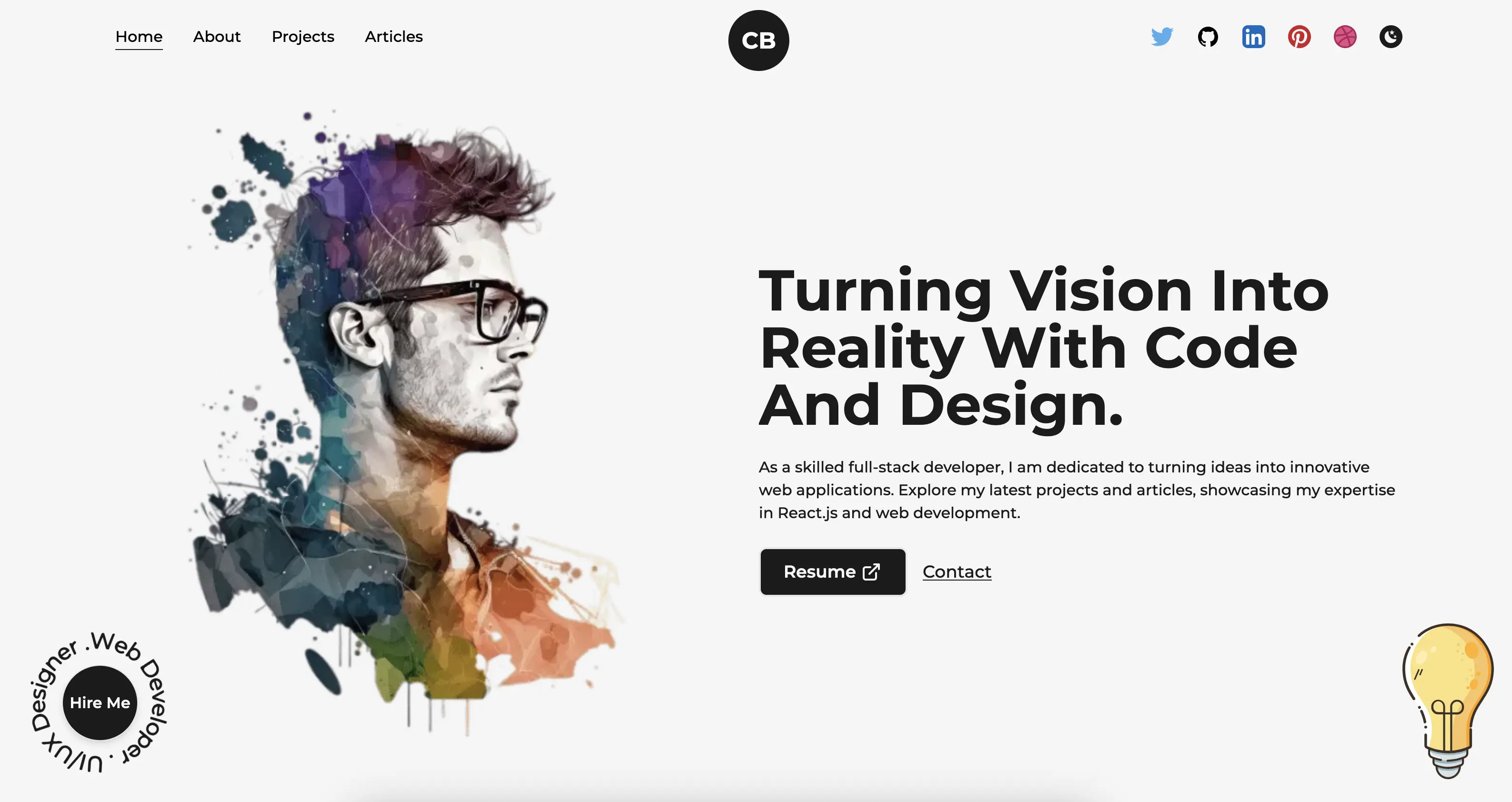 Next.js Developer Portfolio Starter template showing a clean layout with animated project sections, skill highlights, and interactive UI elements in light and dark mode.