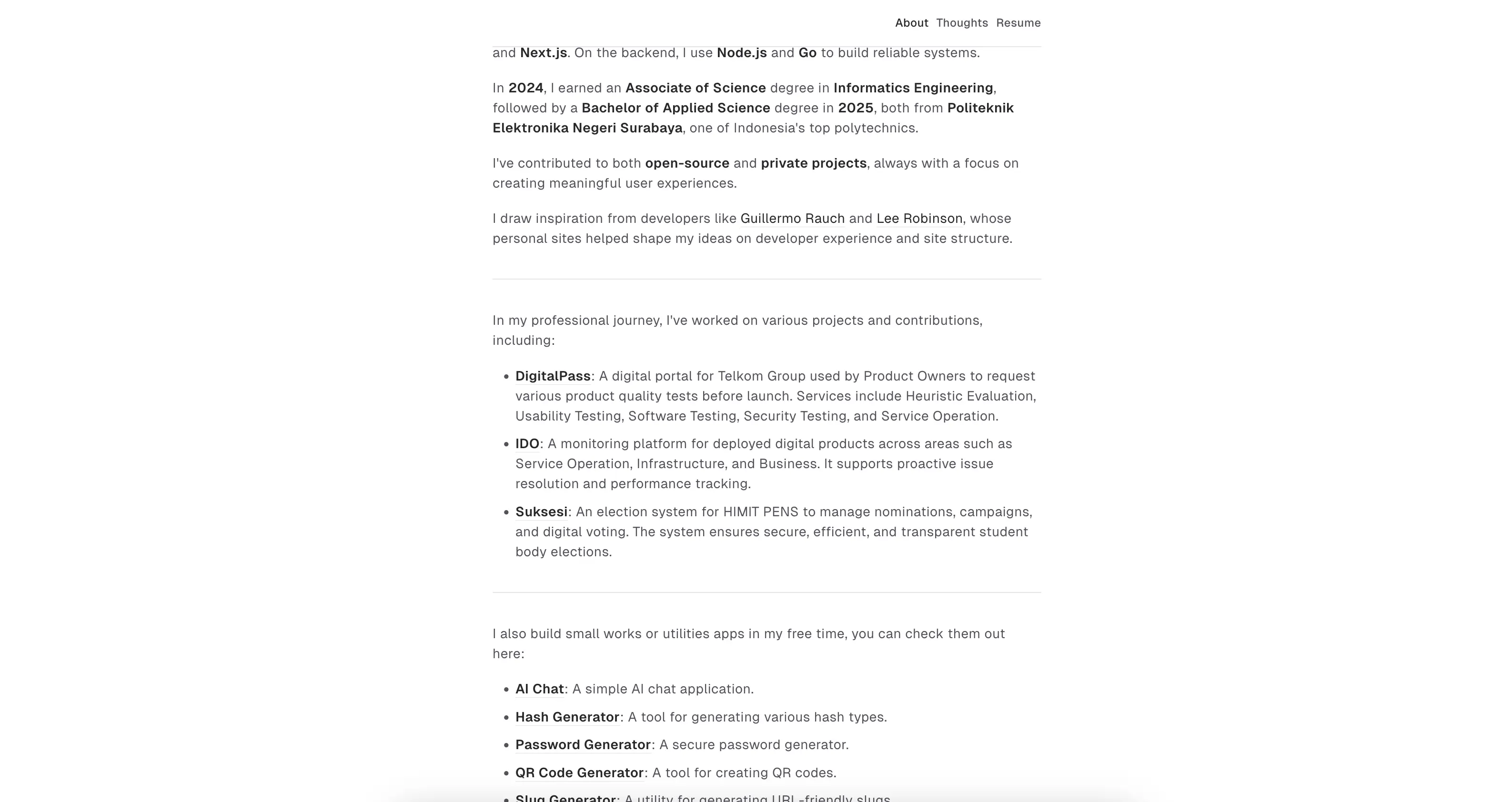 Screenshot of the open-source section of Banggi.dev in light and dark modes, showing a clean, well-organized layout with clear typography and highlighted contributions.